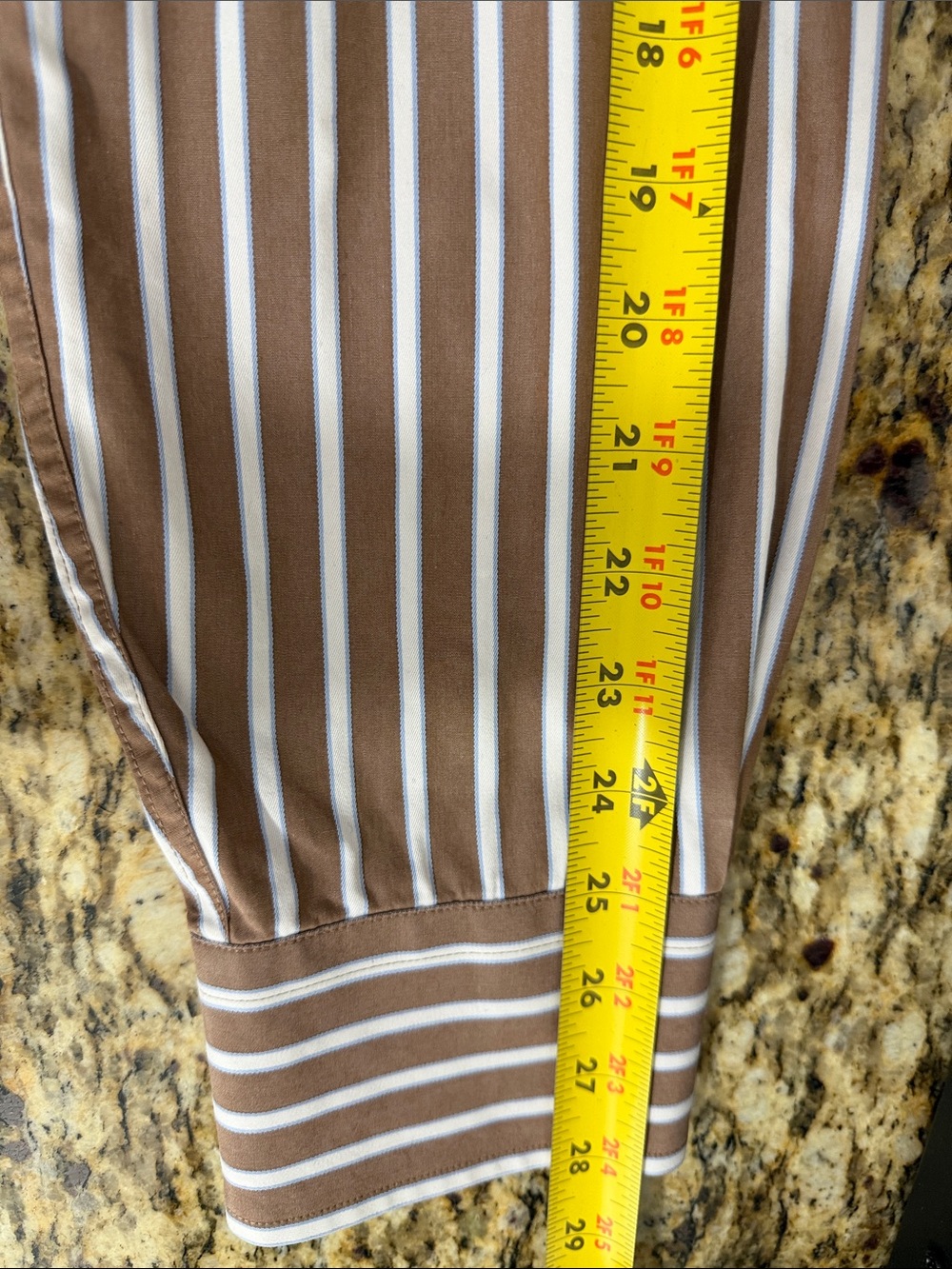 Abercrombie & Fitch Muscle Fit Brown White Stripe Button Shirt Medium - Picture 8 of 10